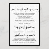 Black Modern Simple Wedding Programs Programmakaart (Achterkant)