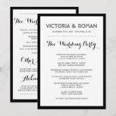 Black Modern Simple Wedding Programs Programmakaart (Voorkant / Achterkant)