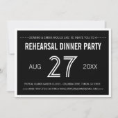 Black Modern Simple Wedding Rehearsal Dinner Kaart (Voorkant)