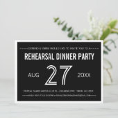 Black Modern Simple Wedding Rehearsal Dinner Kaart (Staand voorkant)