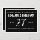 Black Modern Simple Wedding Rehearsal Dinner Kaart (Voorkant / Achterkant)