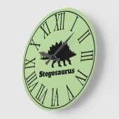 Black Modern Stegosaurus Silhouette Grote Klok (Hoek)
