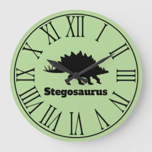 Black Modern Stegosaurus Silhouette Grote Klok