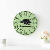 Black Modern Stegosaurus Silhouette Grote Klok (Huis)