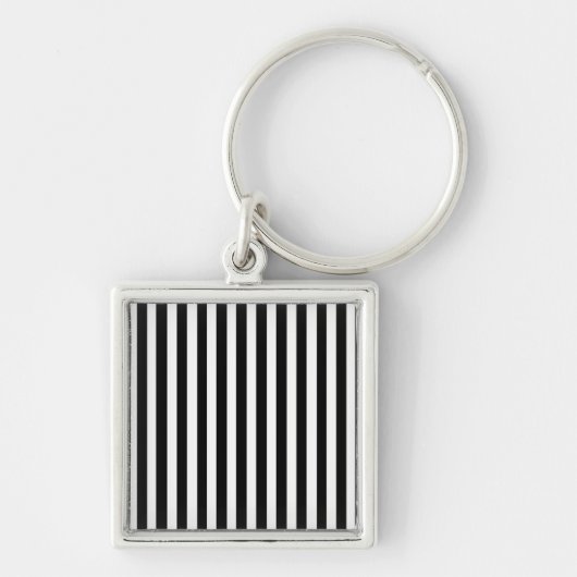 Black Modern Stripes Sleutelhanger (Voorkant)