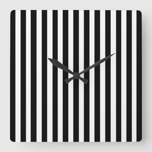 Black Modern Stripes Vierkante Klok (Voorkant)