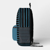 Black & Modern Teal Blue Line Art Backpack  Bedrukte Rugzak (Rechts)