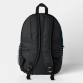 Black & Modern Teal Blue Line Art Backpack  Bedrukte Rugzak (Achterkant)