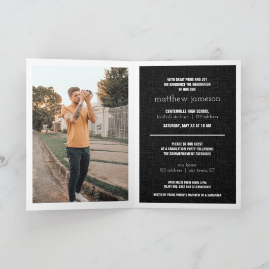 Black Modern Textured Photo Afstuderen (Binnen)