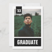 Black Modern Textured Photo Afstuderen Kaart (Voorkant)