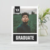 Black Modern Textured Photo Afstuderen Kaart (Staand voorkant)