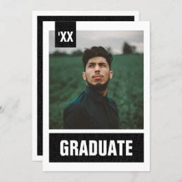 Black Modern Textured Photo Afstuderen Kaart