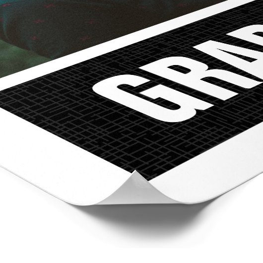 Black Modern Textured Photo Afstuderen Poster (Hoek)