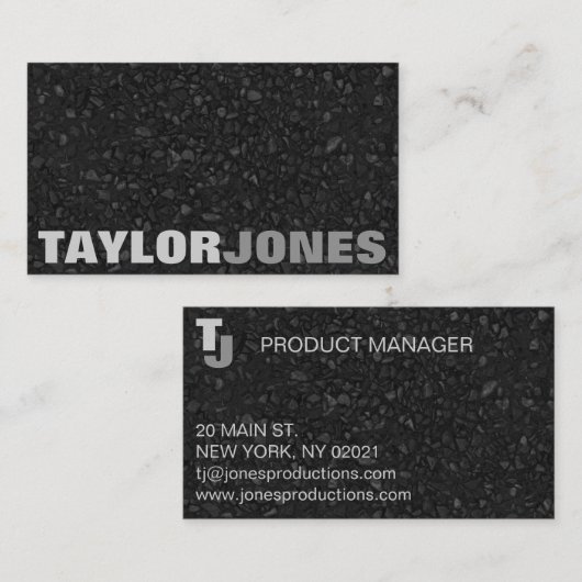 Black Modern Textured Visitekaartje (Voorkant / Achterkant)