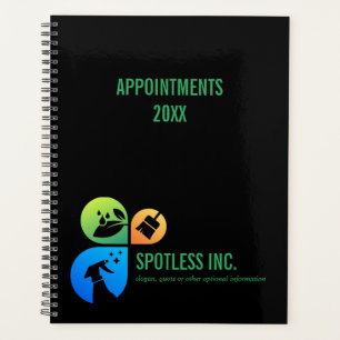 Black Modern Trendy Cleaning Services logo Planner