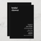 Black Modern Type Bridal Shower-uitnodiging Kaart (Voorkant / Achterkant)