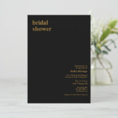 Black Modern Type Bridal Shower-uitnodiging Kaart (Staand voorkant)