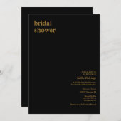 Black Modern Type Bridal Shower-uitnodiging Kaart (Voorkant / Achterkant)
