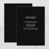 Black Modern Type Wedding Details Kaart (Voorkant / Achterkant)