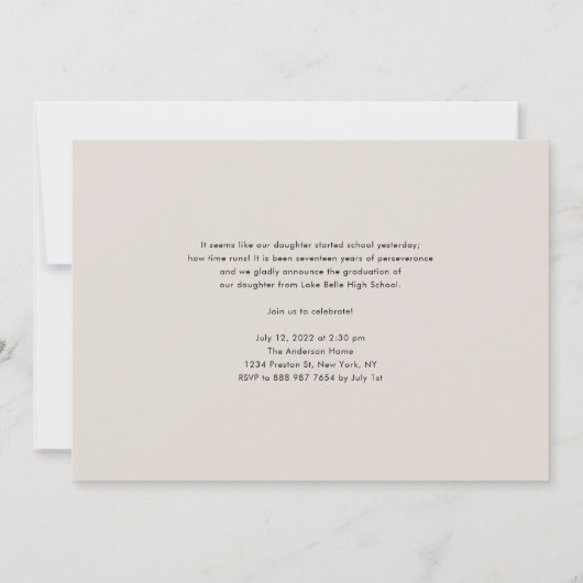 Black Modern Typografie Three Photo Afstuderen Aankondiging (Achterkant)