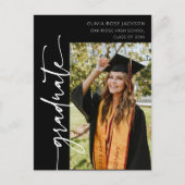 Black Modern Typography Photo Afstuderen Aankondigingskaart (Voorkant)