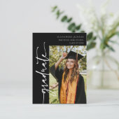 Black Modern Typography Photo Afstuderen Aankondigingskaart (Staand voorkant)