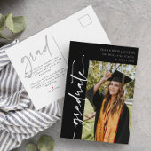 Black Modern Typography Photo Afstuderen Aankondigingskaart