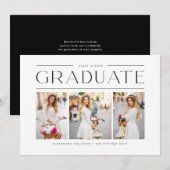 Black Modern Typography Photo Collage Afstuderen Kaart (Voorkant / Achterkant)