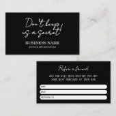 Black Modern Verwijs een vriend Visitekaartje (Voorkant / Achterkant)