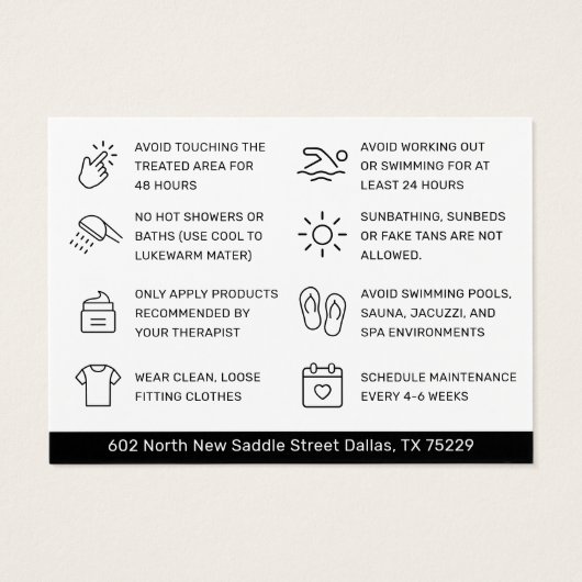 Black Modern Waxing Aftercare Kaart Hair Removal (Achterkant)