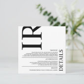 Black Modern Wedding - Details Kaart (Staand voorkant)