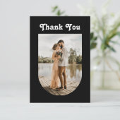 Black Modern Wedding | Minimalist Clean Arch Photo Bedankkaart (Staand voorkant)