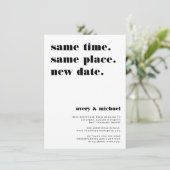 Black | Modern Wedding Postponement Announcement Save The Date (Staand voorkant)