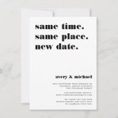 Black | Modern Wedding Postponement Announcement Save The Date (Voorkant)