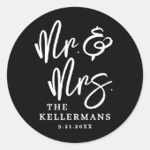 Black Modern Wedding Ronde Sticker (Voorkant)