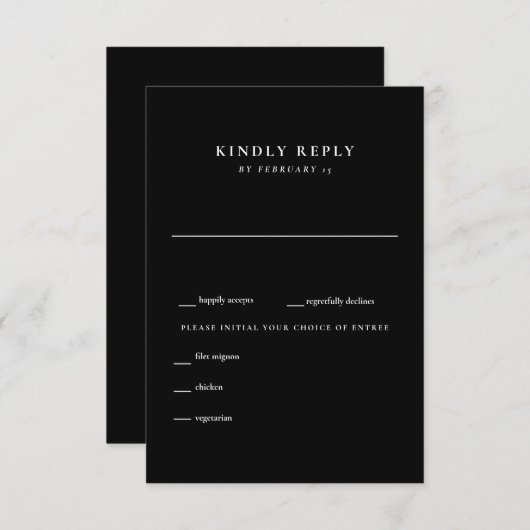 Black Modern Wedding RSVP (Voorkant / Achterkant)