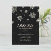 Black Modern Winter Wonderland Birthday Invitation Kaart (Staand voorkant)
