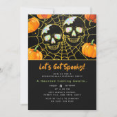 Black | Moderne Faux Opal Halloween schedels Kaart (Voorkant)