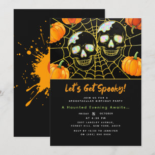 Black Moderne Faux Opal Halloween schedels Kaart