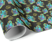 Black | Moderne Halloween Faux Glitter Ghost Cadeaupapier (Rol Hoek)