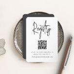 Black | Moderne kwaliteitscontrolecode voor script Informatiekaartje<br><div class="desc">Pas deze kleine bijsluitkaart aan met een aangepaste QR-code en uw registerwebsite om gasten naar uw register voor bruidjes of bruiloft te verwijzen. Deze kaart is ontworpen om aan te sluiten bij onze moderne handgeschreven bruiloft en gebeurtenisuitnodigingen voor scripts. Deze kaart is ideaal voor het opnemen met uw vrijgezellenfeest-, baby...</div>