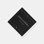 Black | Moderne lijnen en monogram bruiloft Servet (Hoek)