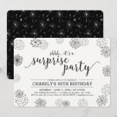 Black | Moderne onderneming Floral 50e verjaardag Kaart (Voorkant / Achterkant)