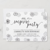 Black | Moderne onderneming Floral 50e verjaardag Kaart (Voorkant)