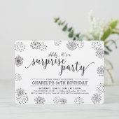 Black | Moderne onderneming Floral 50e verjaardag Kaart (Staand voorkant)