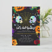 Black | Moderne Pompoen Faux Opal Halloween schede Kaart (Staand voorkant)