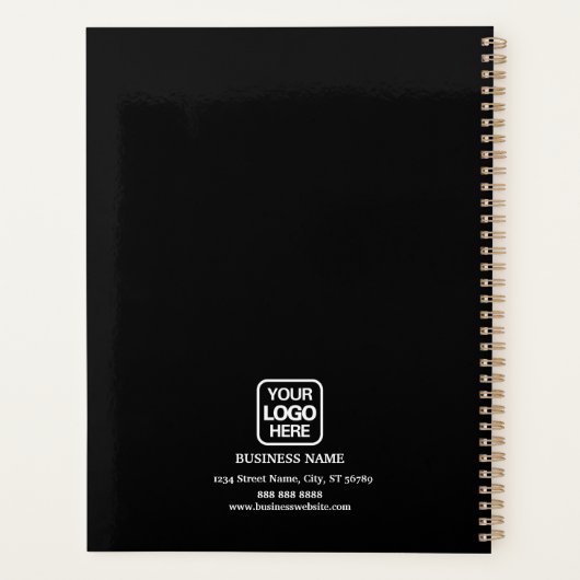 Black | Moderne professionele witte zakelijke Logo Planner (Achterkant)