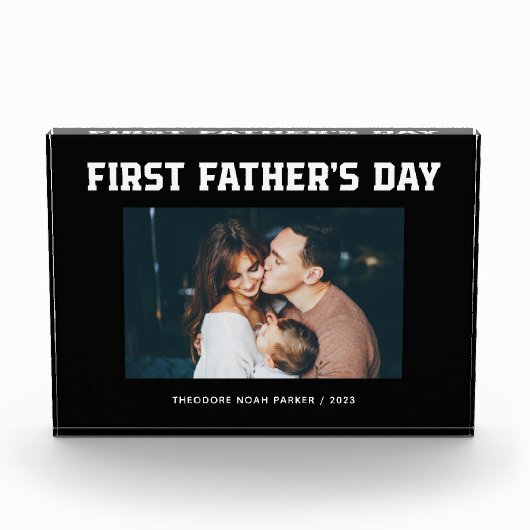 Black | Moderne script, eerste Vaderdag Fotoblokken (Voorkant)