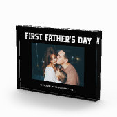 Black | Moderne script, eerste Vaderdag Fotoblokken (Rechts)