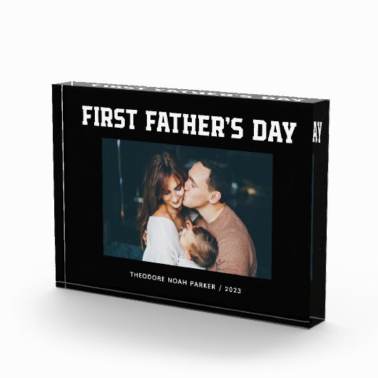Black | Moderne script, eerste Vaderdag Fotoblokken (Rechts)
